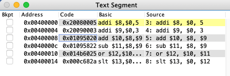 MIPS program in MARS