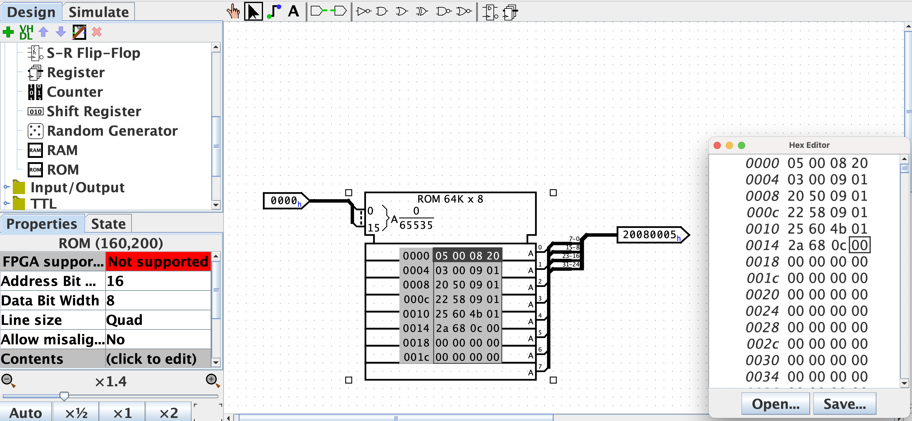 MIPS program in Logisim